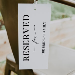 Druckbare Reserviert Stuhl Tags Braut Familie Bräutigam Eltern reserviert Tag reserviert Platz Schild Stuhl Tag reserviert für Eltern Sofort Download