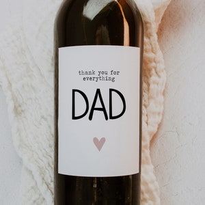 Druckbares Dankeschön-Weinetikett Danke für alles Papa Vatertagsgeschenk Für Papa Von Sohn Von Tochter Süßer Papa Geschenk Download