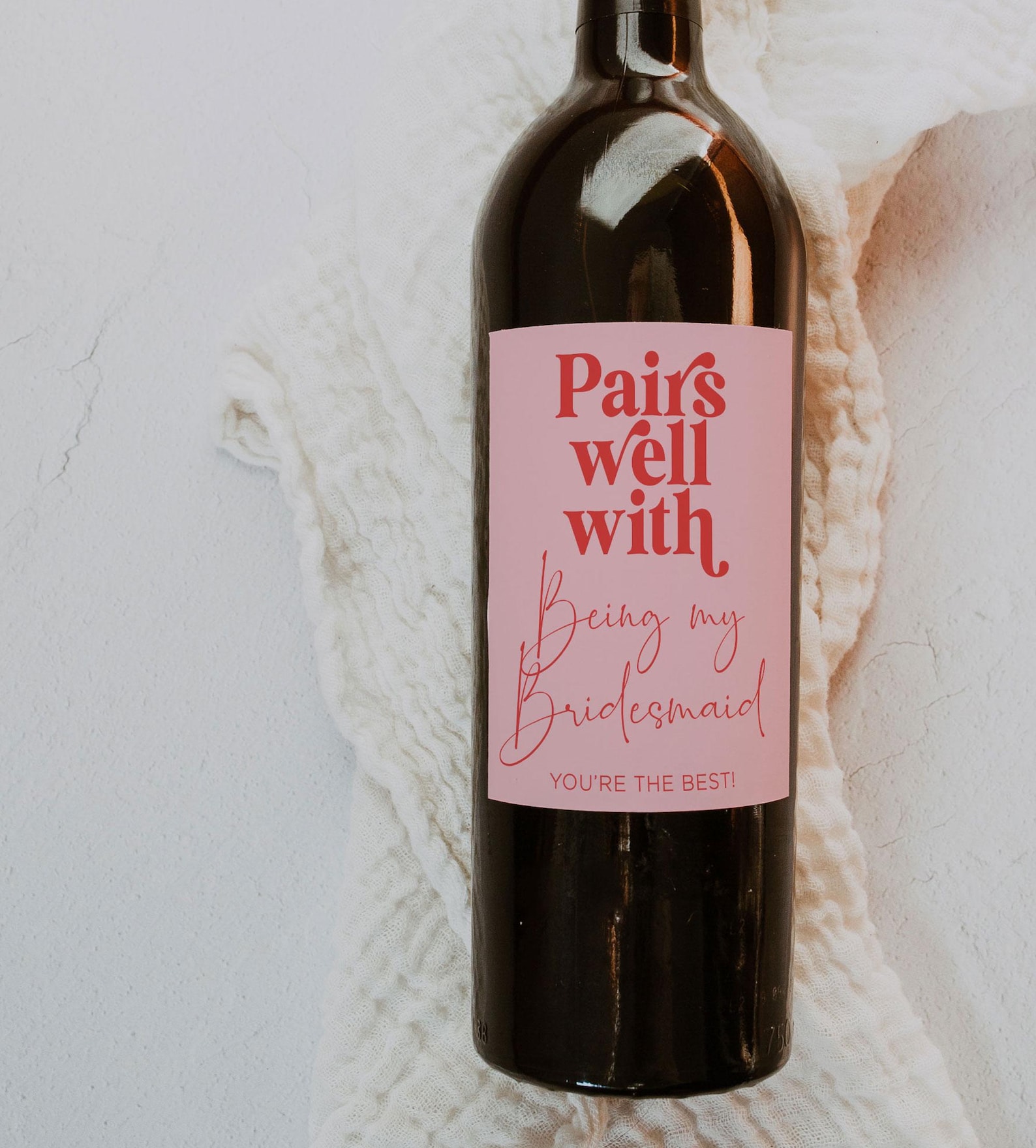 Bridesmaid Proposal Wine Label, Printable Wine Bottle Label Pairs Well ...