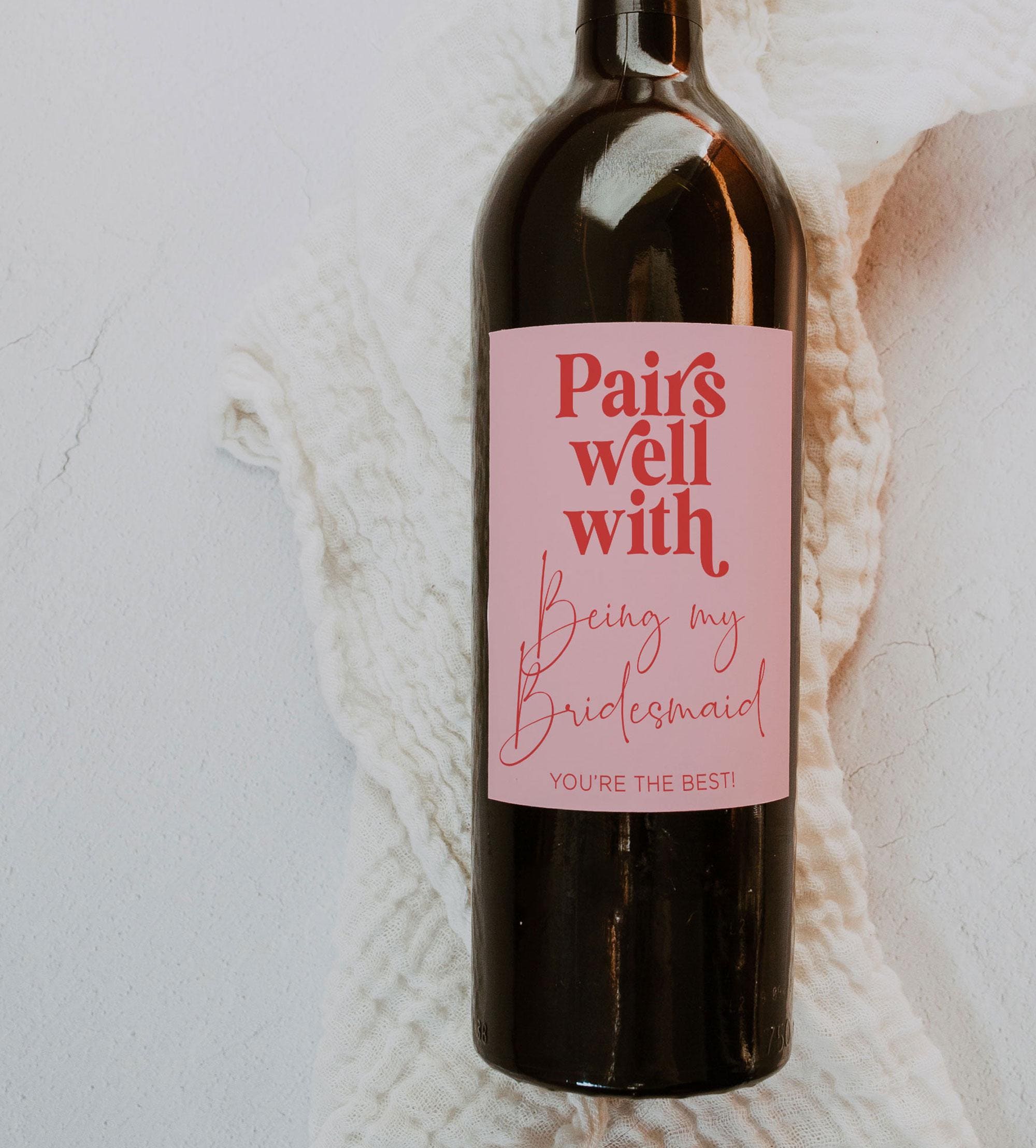 Bridesmaid Proposal Wine Label, Printable Wine Bottle Label Pairs Well ...