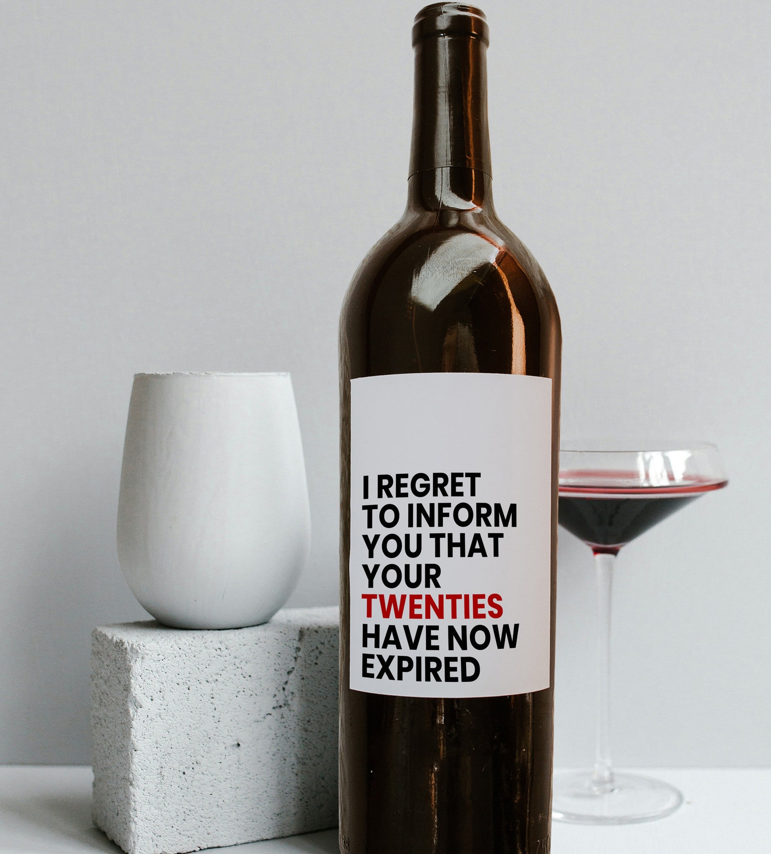 Funny 30th Birthday Wine Label – Twenties Expired (printable Digital ...
