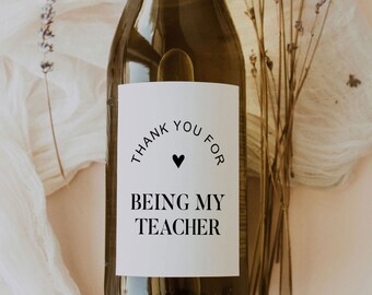 Merci professeur étiquette de vin - cadeau d'appréciation imprimable (téléchargement numérique instantané)