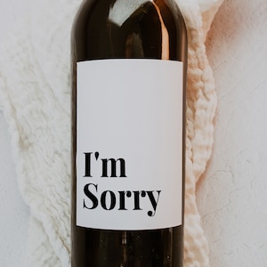 Etykieta na wino „Przepraszam” do druku jako prezent z przeprosinami Etykieta na wino „Przepraszam” Naklejka na butelkę wina „Przepraszam” Prezenty z przeprosinami do natychmiastowego pobrania