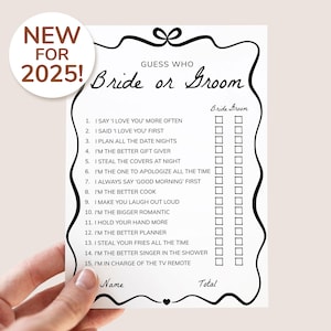 Guess Who Bride or Groom Game, Bridal Shower Game, Bride or Groom Printable, Who Knows the Couple Best, Engagement Party Digital Game