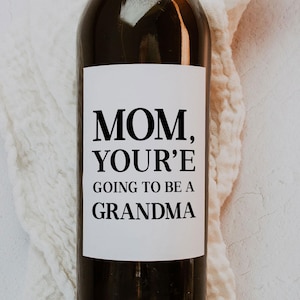 Pregnancy Announcement Wine Label - Promoted to Grandma - Grandparent Pregnancy Announcement Gift - Printable Baby Announcement for Mom