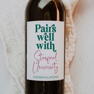 Stanford University Acceptance Letter Gift - Printable Wine Bottle Label | College Acceptance, College Admissions Gift, College Announcement
