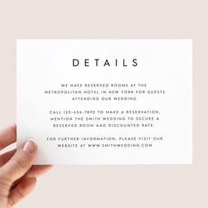 Editable Wedding Details Card Template, Details Wedding Card, Wedding Details Insert Card, Wedding Invitation Details Card, Wedding Invites