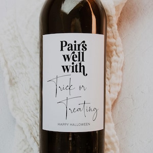 Printable Gothic Halloween Wine Bottle Label – Instant Download, Black Wine Label for Spooky Halloween Party