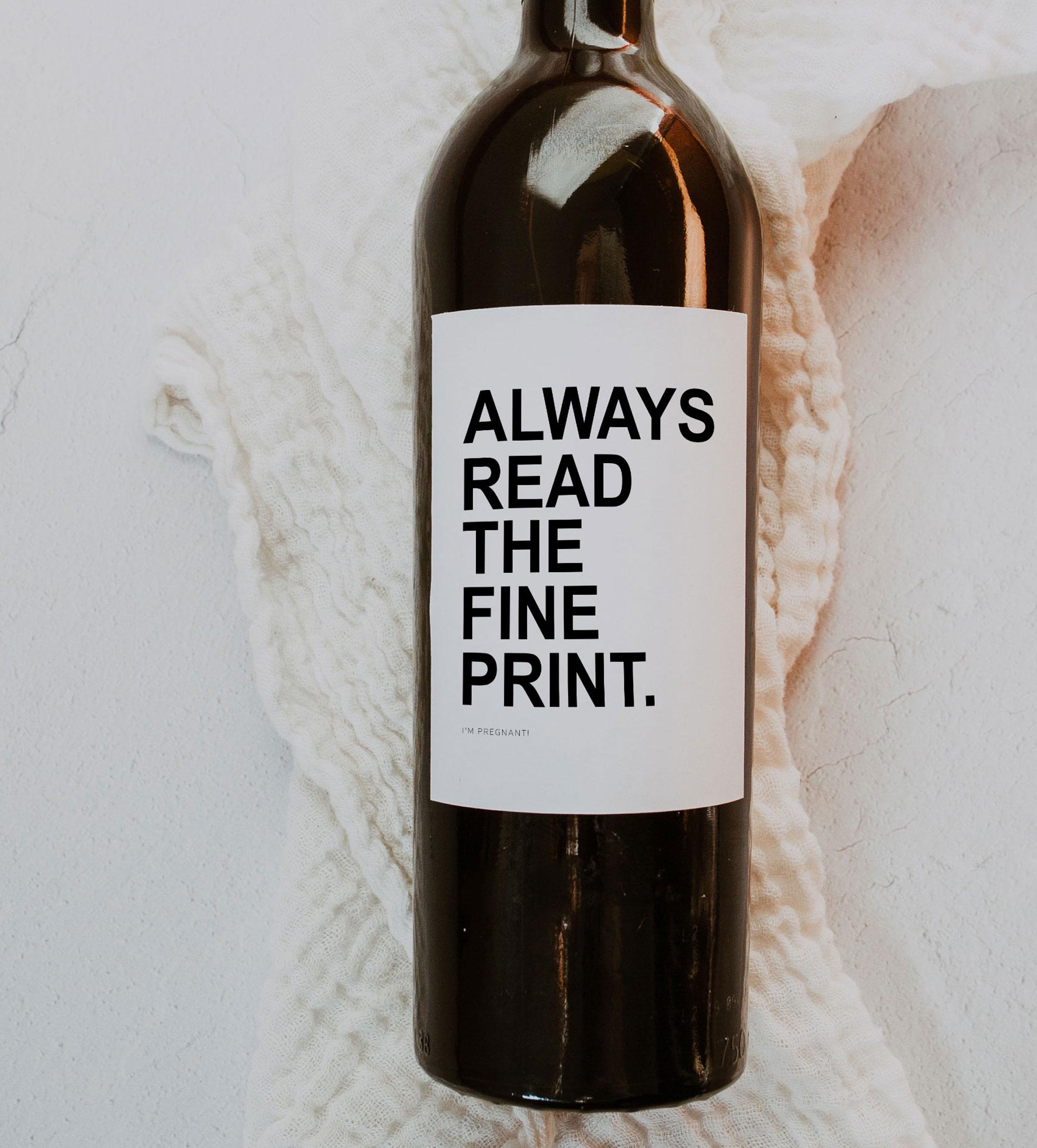Printable Pregnancy Announcement Wine Label Read the Fine Print Wine ...