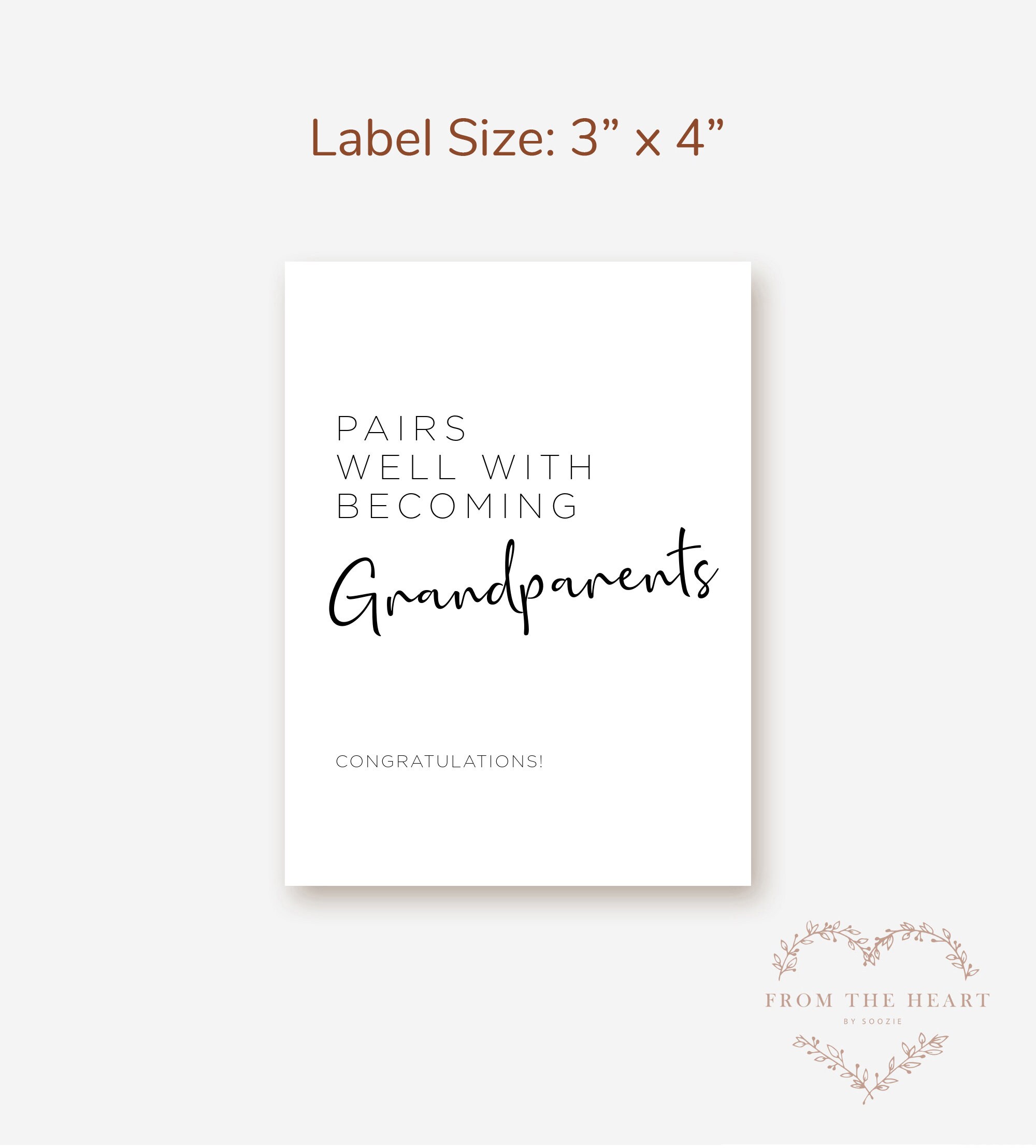 Printable Grandparents Wine Label Pairs Well With Becoming Grandparents ...