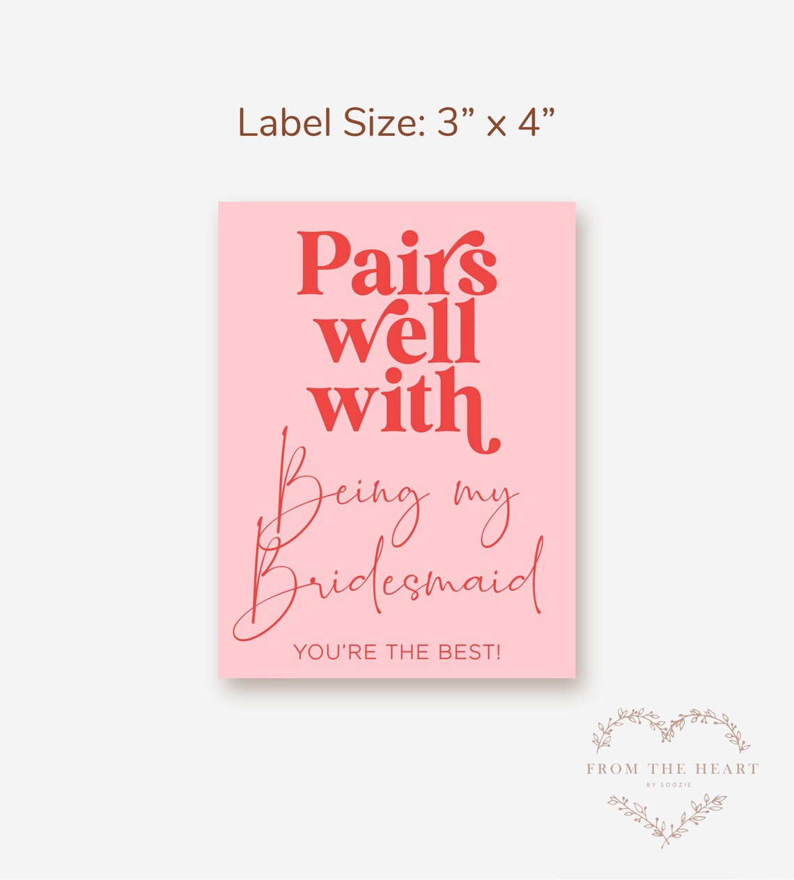 Bridesmaid Proposal Wine Label, Printable Wine Bottle Label Pairs Well ...
