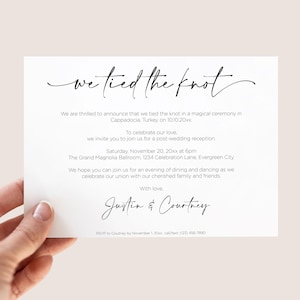 Editable We Tied the Knot Invitation Template, Elopement Party Invitation Template, Post- Elopement Party Invite, Wedding After Party