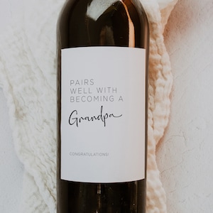 Nouvelle étiquette de vin pour grand-père • Sticker vin faire-part de grossesse • Cadeau imprimable pour grand-père • Révéler l'étiquette de vin pour bébé en téléchargement immédiat