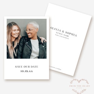 Polaroid Save the Date Template – Editable Wedding Photo Card, Modern Printable Invite, Templett Digital Download
