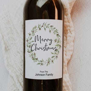 Editable Christmas Wine Bottle Label Template – Printable Merry Christmas Design, DIY Holiday Gift, Instant Download for Last-Minute Gifting