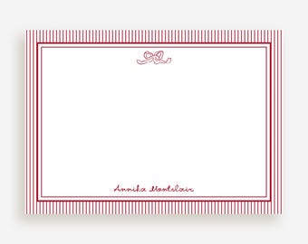 Striped Bow Note Card Template – Printable Stationery Set (Editable Digital Download)