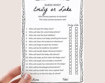 Editable Baby Shower Game | Guess Who Mommy or Daddy | Fun Baby Shower Activity | Instant Download & Customizable Game for Parties