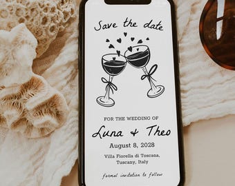Digital Save the Date Template – Editable Save the Date Evite Digital Wedding Invitation for Smartphone Destination & DIY Weddings Paperless