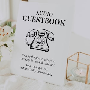 Audio Guestbook Sign Printable, Wedding Guest Book Alternative, Leave a Message Sign, Phone Guestbook, Modern Wedding Sign, Instant Download