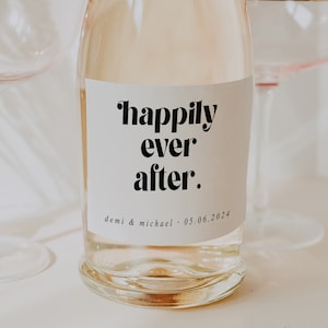 Editable Wedding Champagne Label, Custom Wine Bottle Label, Happily Ever After Favor, Wedding Wine Label Template, Printable Label