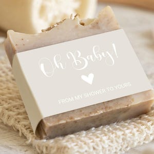 Boho Baby Shower faveurs de savon, écharpes imprimables neutres, téléchargement immédiat, bandes de savon fait main, faveurs neutres de shower de bébé
