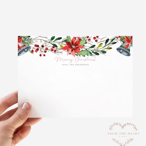 Editable Christmas Name Card Template, Personalized Holiday Note Card, Printable Christmas Card, Templett Instant Download