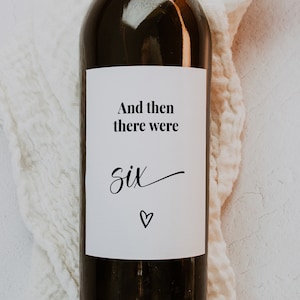 Druckbare Schwangerschaft Ankündigung Wein Etikett Neues Baby Baby-Dusche Gefallen und dann gab es sechs 4.Kid Schwangerschaft offenbaren Sofort-Download