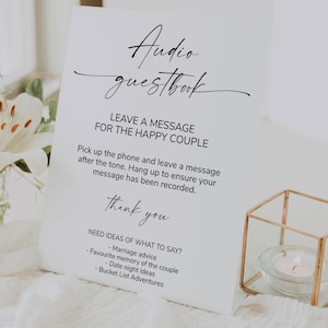 Printable Audio Guestbook Sign | Leave a Message Wedding Sign | Phone Guestbook Table Decor | Modern Minimal Wedding Download