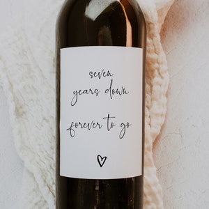 Wedding Anniversary Wine Bottle Labels for 7th Wedding Anniversary Wine Label Stickers Seventh Wedding Anniversary Gift, Instant Download