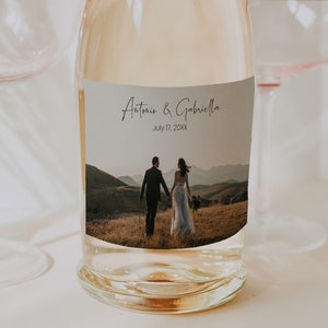 Editable Photo Champagne Label - Custom Bottle Sticker, Wedding & Anniversary Gift, Personalized Birthday Champagne Label, Digital Download