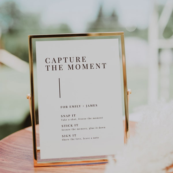 Capture The Moment Sign Template, Guestbook sign, Editable Capture The Moment Wedding Sign, Polaroid Wedding Sign, DIY Wedding Sign [Demi]