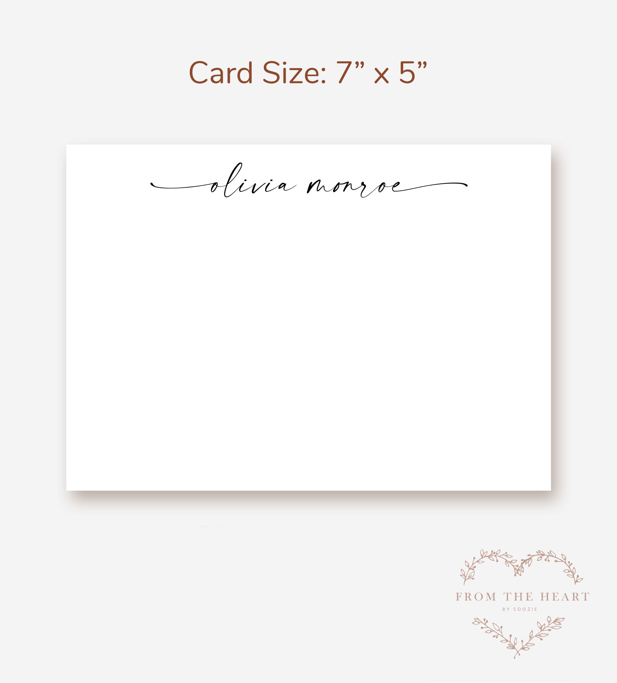 Editable Script Personalized Note Card – Custom Flat Stationery ...