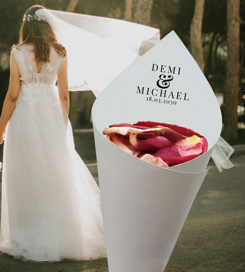 Editable Wedding Confetti Cones Template, DIY Printable Petal Toss Wedding Cones, Petal Toss