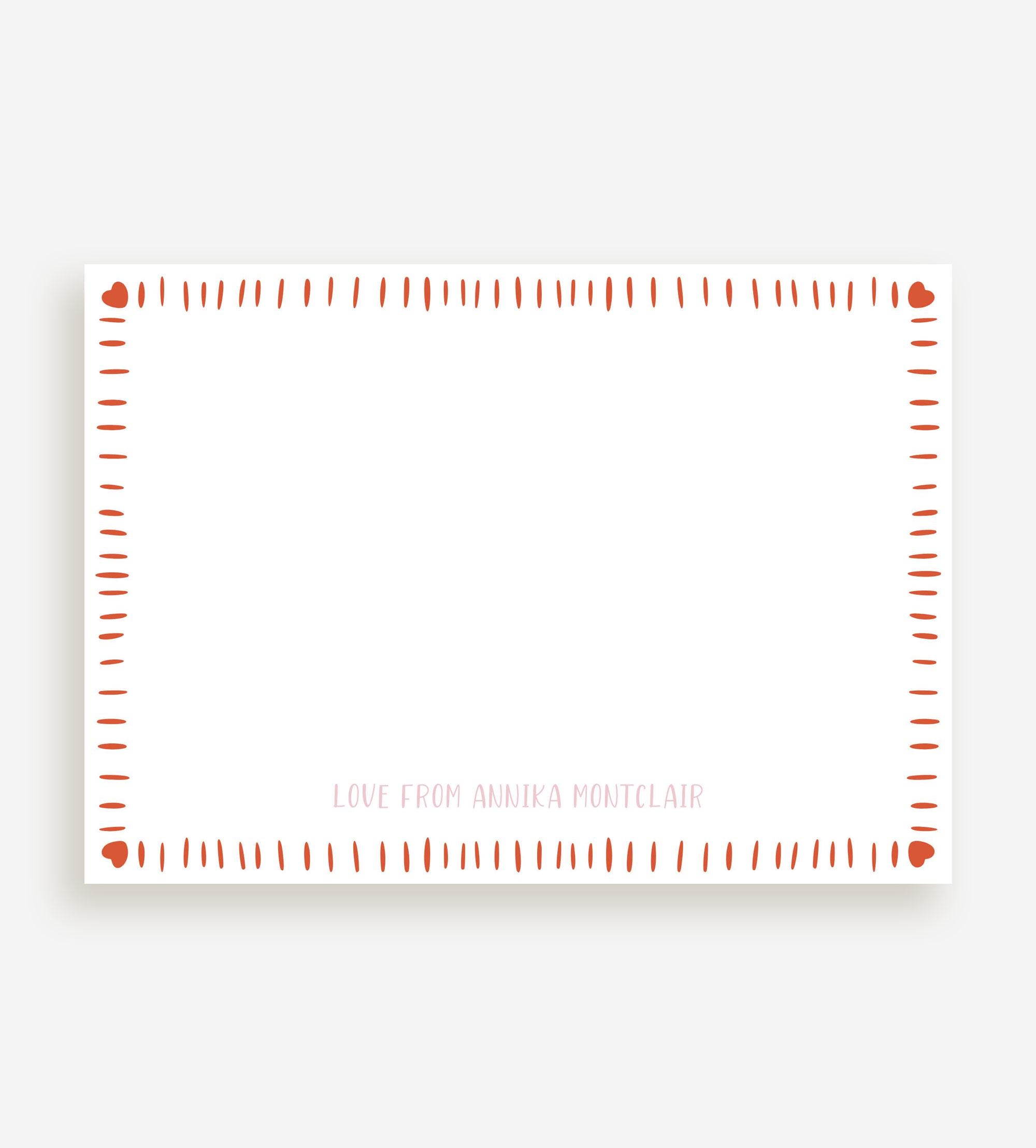 Editable Heart Note Card Template – Custom Printable Stationery for ...