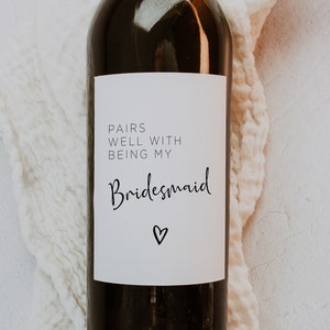 Étiquette de vin imprimable pour proposition de demoiselle d'honneur, idée cadeau de demoiselle d'honneur, cadeau de demoiselle d'honneur, étiquettes de bouteilles de vin, téléchargement immédiat