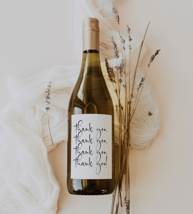 Printable Thank You Wine Label | Wine Thank You Gifts | Wedding Thank You Labels | Thank You ...