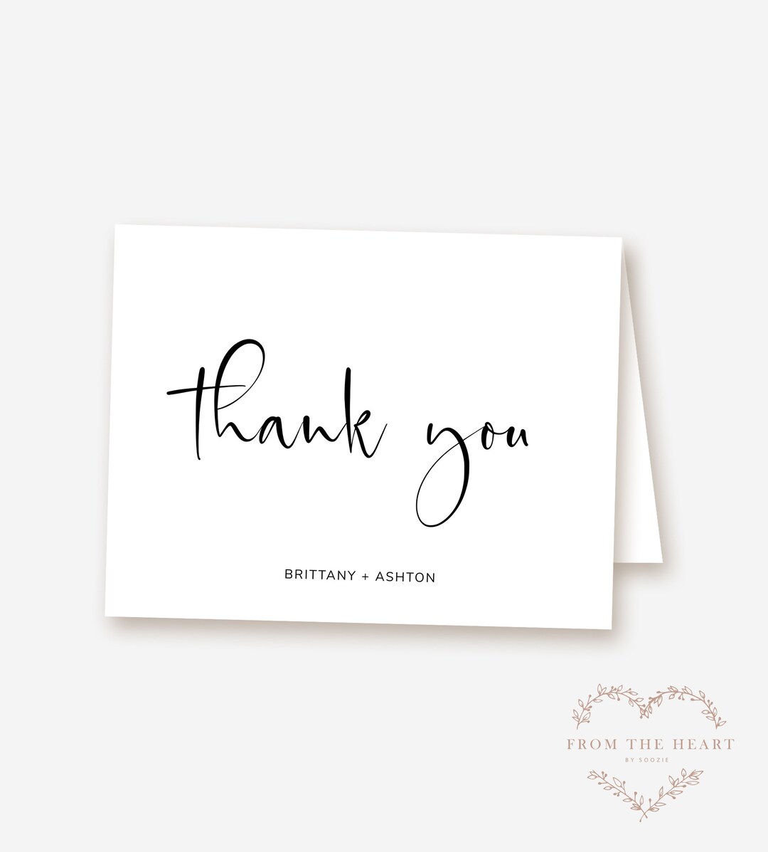 Editable Simple Thank You Folded Card Personalized Folded Etsy
