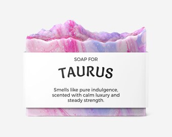 Stier Seifenlabel - DIY Geburtstagsgeschenk, handgemachte Seifenverpackung, Astrologie Geschenk, Handwerksmarkt druckbar, Stier Sternzeichen, Instant Download