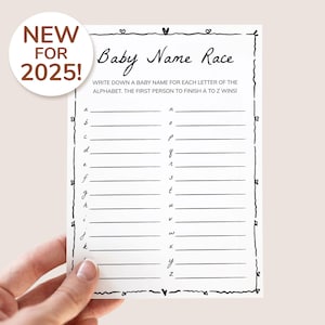 Baby Shower Game Baby Name Race – Printable Name Race for Baby Shower – Fun Baby Shower Activity – Instant Download Gender Neutral Game