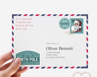Personalized Letter from Santa Template, Custom Christmas Letter for Kids, Printable Santa Mail, Editable North Pole Note