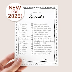 Fun Baby Shower Game, Guess the Parent Printable - Gender Neutral, Baby Shower Games Printable, Baby Shower Guessing Game, Instant Download