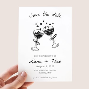 Modèle personnalisé "Retenez cette date" manuscrite Carte "Retenez notre date" pour mariage lunatique dessinée à la main, "Retenez cette date" sans photo, invitations de mariage uniques