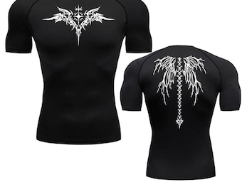 Camiseta de compresión con mangas de anime gótico