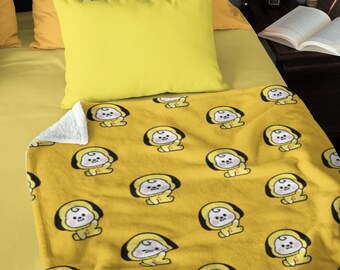 BT21 blanket with chimmy tata cooky mang shooky koya Bts Jin jimin jungkook jhope suga v blanket merch Kpop bts bt21 home decor merch