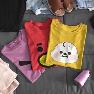 Cute Bt2I B.T.S Jin Suga Yoongi Jhope Namjoon Rm Jimin Taehyung Jungkook Jk Crewneck Tshirt Top Merch Merchandise Army Birthday Concert Gift