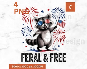 Vintage Patriotic Raccoon Design, Independence Day png, Funny Raccoon, Patriotic png, Feral Raccoon, America png, 4th of July