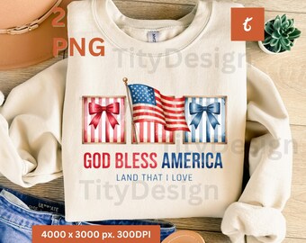 Coquette God Bless America Png, Patriotic png, Fourth of July png, Digital Download, Bows png, American Girly png, 4th of July png
