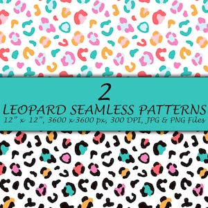Pastel Leopard Seamless Pattern - Animal print Seamless - Cheetah Seamless Pattern - Sublimation for Fabric - Digital Paper Bundle