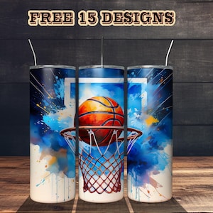 Basketball Tumbler Wrap | Cool Sport Tumbler PNG | Athletic Cup Wrap | 20oz Skinny Tumbler | Digital Download