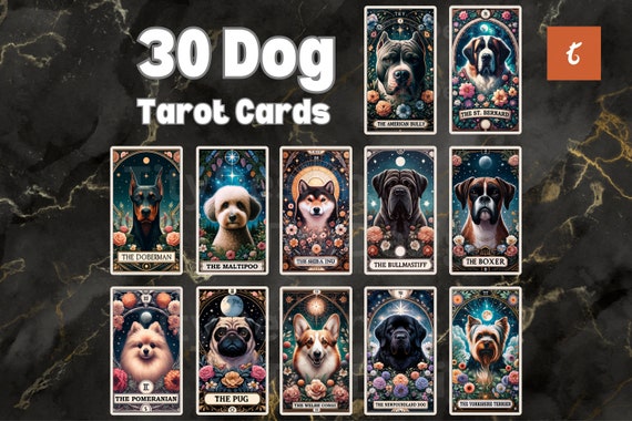 Dog Tarot Cards - 30 Funny Tarot PNGs | Tarot Card Clipart | Dog Lover Gift | Printable Pet Tarot | Digital Download
